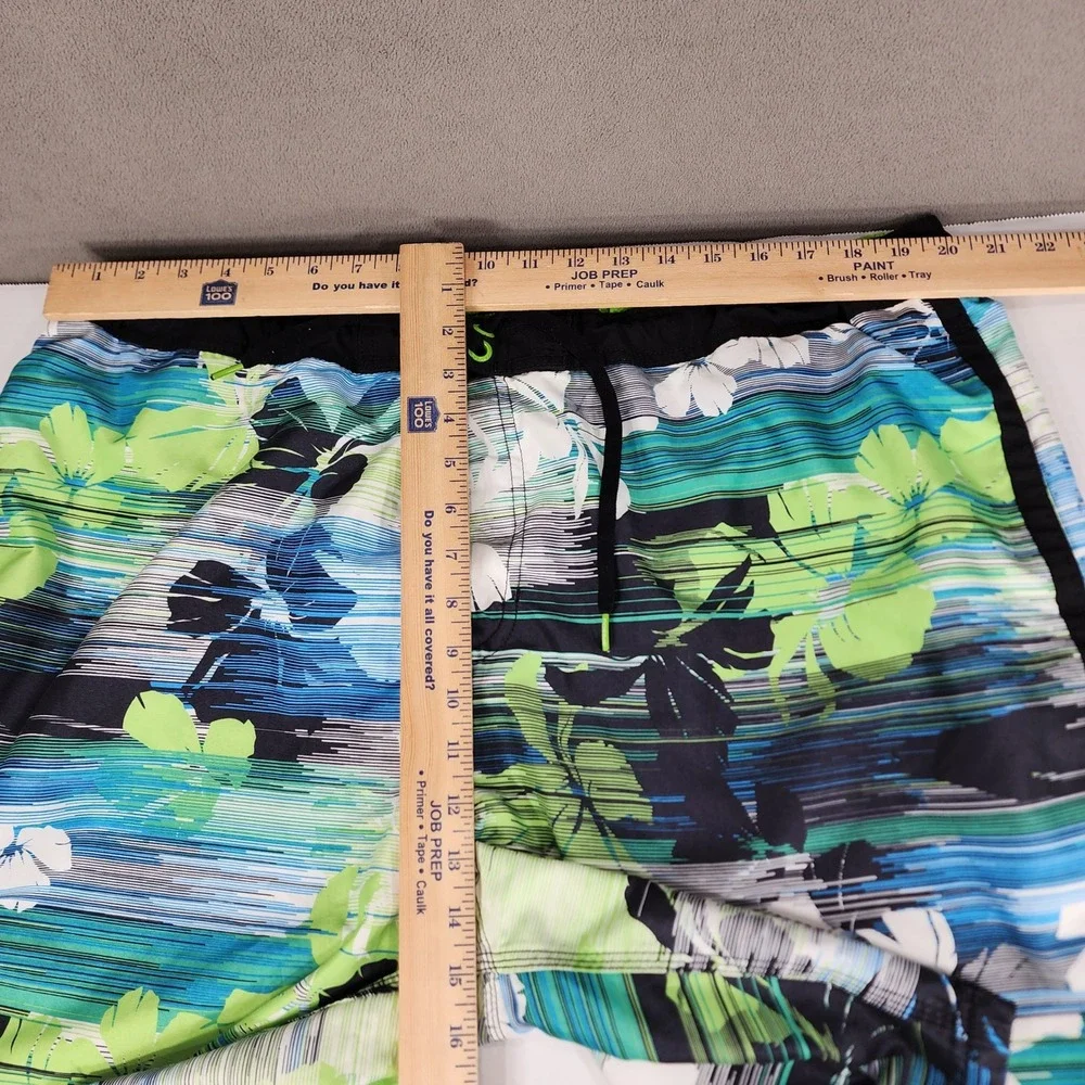 Speedo Swim Trunks sz XXL Men Floral Blue Green Black White Mesh Lined 40